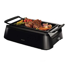 Philips Gril Barbecue Intrieur HD6372/94 + Gril Chrom (Sans Fume)