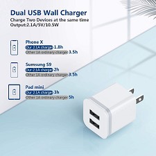 Dual USB  5V / 2.1A AC Travel HC45 Power Adapter 