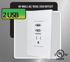 In-Wall AC / Dual USB OUTLET (2.4A) MWP2 - NEW