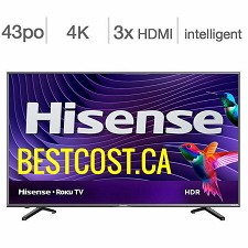 Tlvision DEL 43'' 43R6107 4K UHD HDR ROKU Smart WI-FI Hisense NEUF