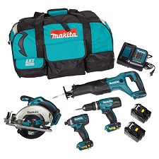 Ensemble 4x Outils Sans-Fil Lithium-ION 18V DLX4057X1 Makita - NEUF