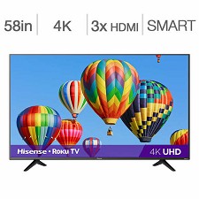 LED Television 58'' 58R6109 4K UHD HDR ROKU SMART WI-FI HISENSE