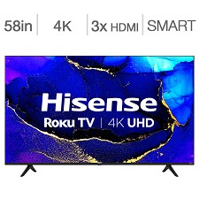 LED Television 58'' 58R61G 4K UHD HDR ROKU SMART WI-FI HISENSE