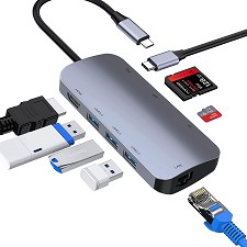 Adaptateur hub USB Type-C 8 en 1 pour MacBook et autres 