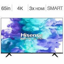 LED Television 65'' 65R62G 4K UHD HDR ROKU SMART WI-FI HISENSE