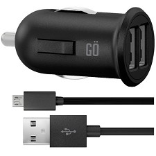 Chargeur D'auto Micro USB double pour Celullaire Go Charge Noir