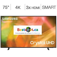 LED Television 75'' UN75AU8000 4K CRYSTAL UHD HDR Smart Wi-Fi Samsung
