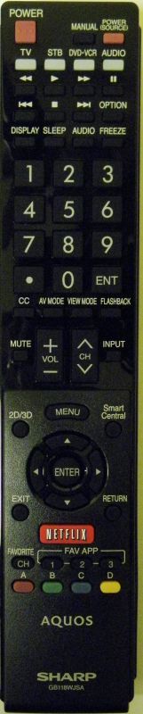 Remote Control for Sharp Smart TV AQUOS (GB118WJSA)