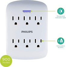 Phillips extender surge protector 900 joules 6 outlet SPP3466WA/37