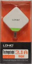 Adaptateur 2 X USB 3.1Amp. Avec cable USB 3'' IPhone DL-AC58 LDNIO 