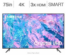 LED Television Smart 4K CRYSTAL HDR TV 75'' UN75CU7000 Samsung