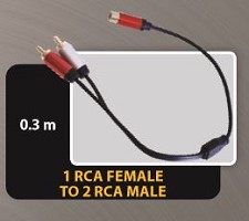 Adaptor Y 1 X RCA Female to 2 X RCA Male 30cm BMYB-0.3
