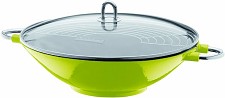 Cast Iron Wok Enameled & Glass Lid 14.5'' K0810-565E Bodum - Green