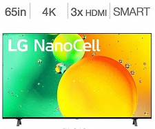 LG 65'' 65NANO75UQA 4K UHD HDR LED NanoCell Smart TV 
