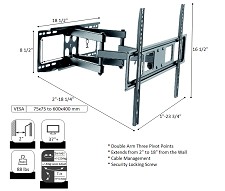 Wallmount TV Articulated SUP-SF264 37-65'' 88 lbs Max 600x400 Vesa 