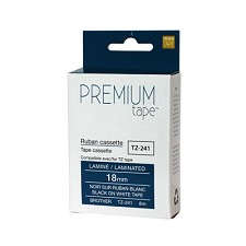 Tape cassette Brother TZ-241 BLACK / WHITE 18mm compatible